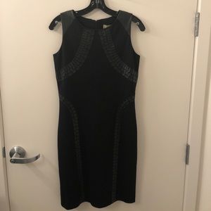 Black dress with leather accents